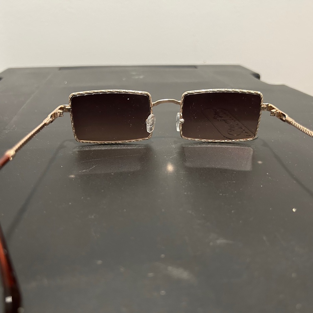 Gold Frame Rectangular Sunglasses - image 5